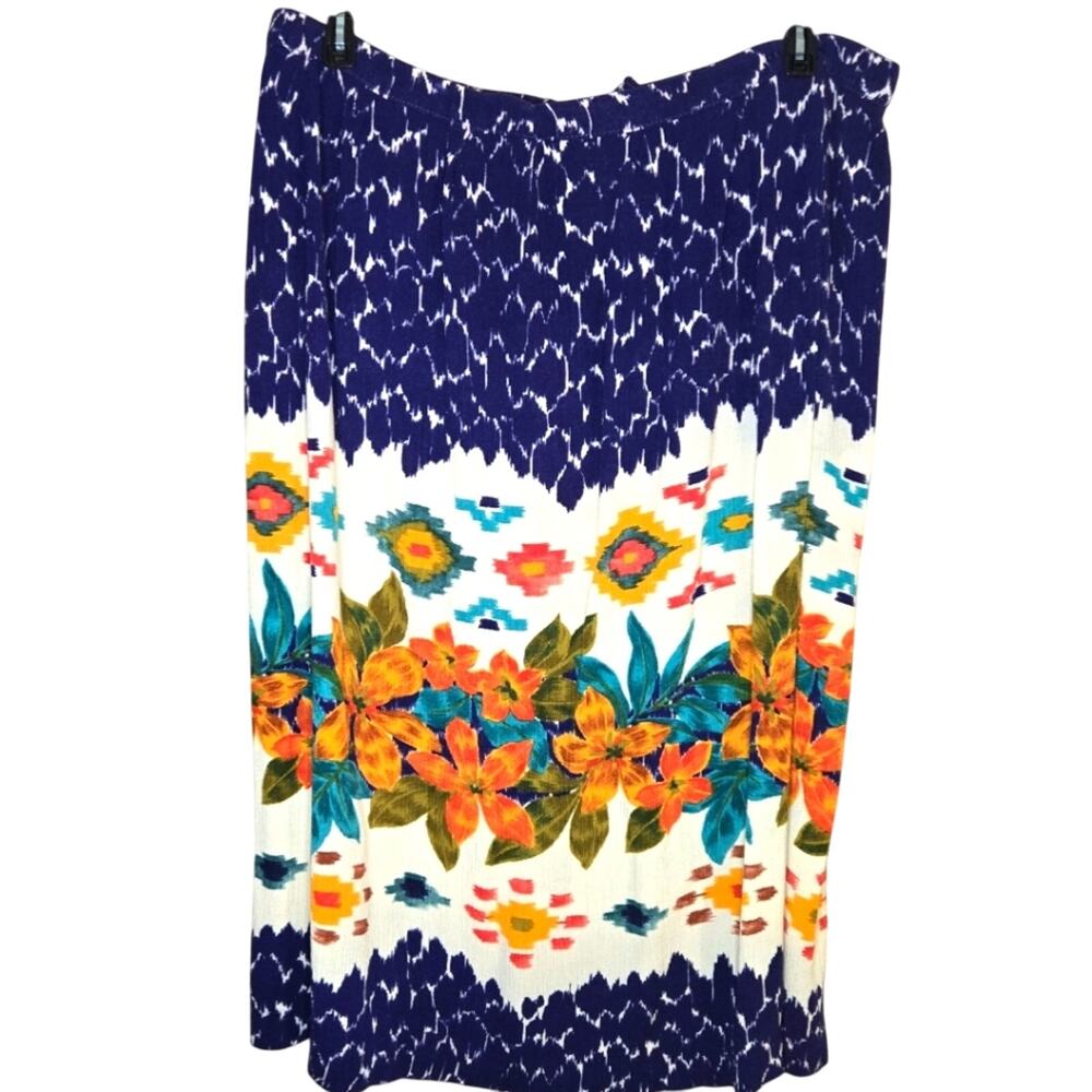 Russ 16 Blue Orange Floral Maxi Skirt  [0233]